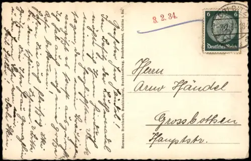 Ansichtskarte Colditz Panorama-Ansicht Schloss mit Mulde 1934