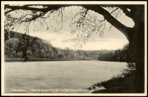 Ansichtskarte Nerchau-Grimma Partie an der Mulde mit Schloss Döben 1930