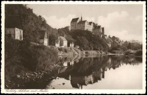 Ansichtskarte Colditz Schloss mit Mulde Partie 1930