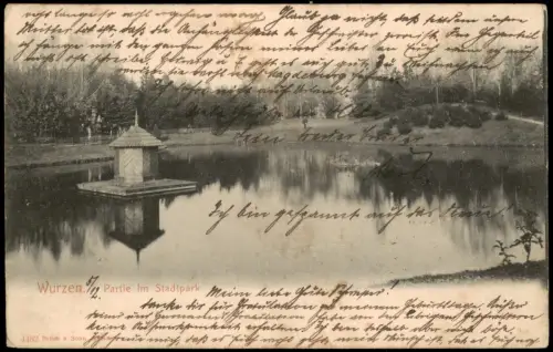 Ansichtskarte Wurzen Teich Weiher Partie im Stadtpark 1903