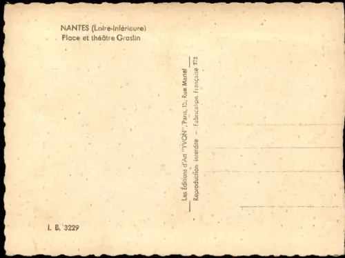 CPA Nantes Place et théâtre Graslin Autos Straßenbahn 1962