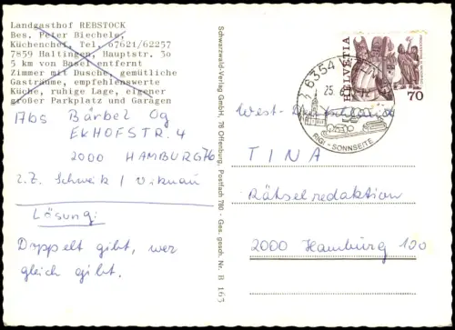 Ansichtskarte Haltingen Landgasthof Rebstock 1967