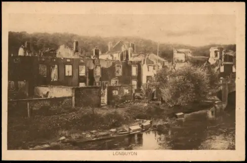 Longuyon Ortsansicht 1. Weltkrieg, zerstörte Häuser, Grande Guerre I. 1917