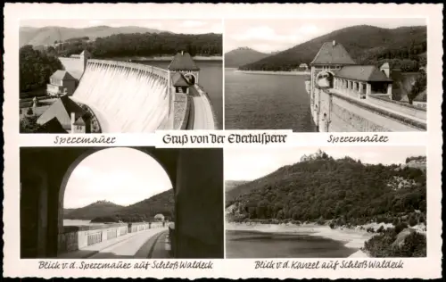 Waldeck (am Edersee) Edertalsperre Mehrbildkarte mit 4 Ansichten 1950
