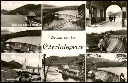 Waldeck am Edersee Edertalsperre Waldeck Mehrbildkarte mit 8 Ansichten 1955