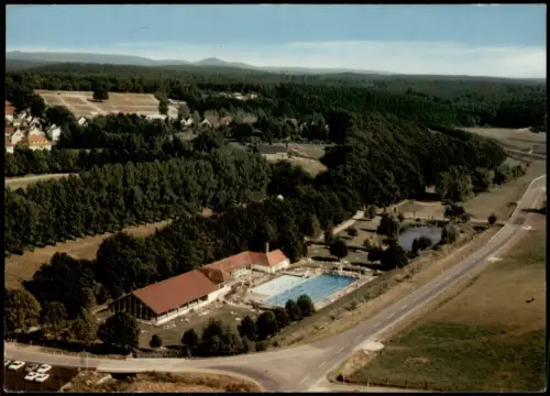 Ansichtskarte Bad Arolsen Freibad Schwimmbad Hallenbad v. Flugzeug aus 1981