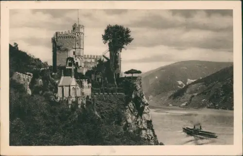 Ansichtskarte Bingen am Rhein Burg / Schloss Rheinstein Rheindampfer 1926