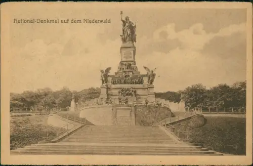 Ansichtskarte Rüdesheim (Rhein) National-Denkmal auf dem Niederwald 1919