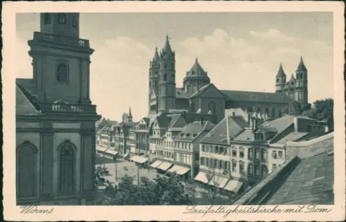 Ansichtskarte Worms Dreifaltigkeitskirche Straße 1929