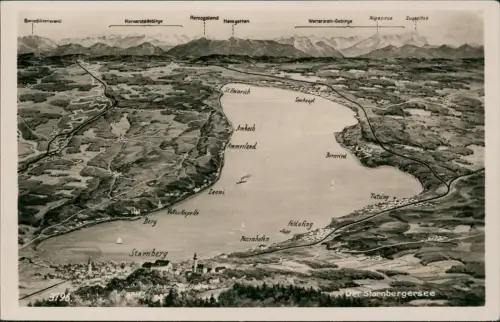 Ansichtskarte Starnberg Starnberger See Landkarten AK Umland 1930