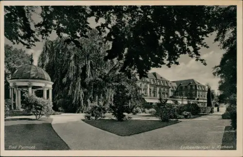 Ansichtskarte Bad Pyrmont Erdbeertempel u. Kurhaus 1937