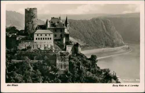 Ansichtskarte St. Goarshausen Burg Katz Rheintal Fotokarte 1939