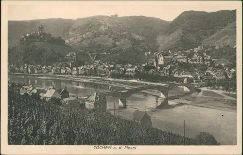 Ansichtskarte Cochem Kochem Stadtpartie Weinberg Mosel 1922