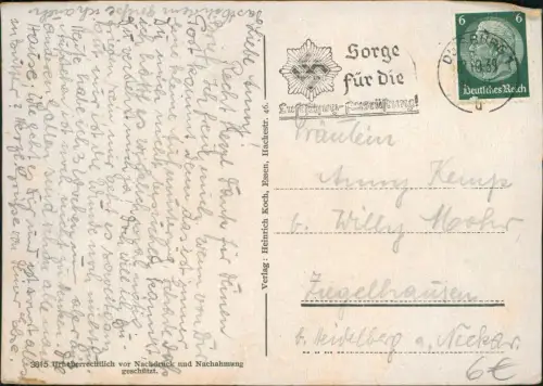 Ansichtskarte Duisburg Admiral-Scheer-Brücke. Landgericht Hafen Bahnhof 1939