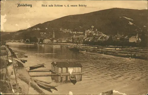 Ansichtskarte Heidelberg Stadt Flußbadeanstalt 1921