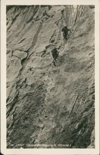 Ansichtskarte Grainau Zugspitze die Leiter Bergsteiger 1932