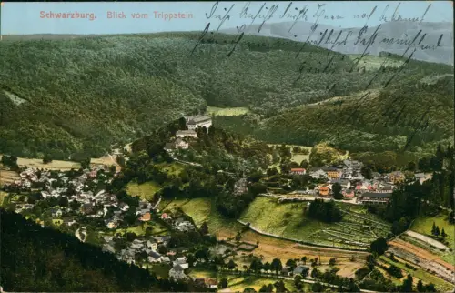 Ansichtskarte Schwarzburg Blick vom Trippstein 1912