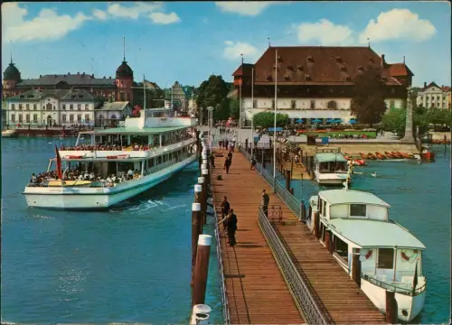 Ansichtskarte Konstanz Hafen Schiffe Dampfer Steamer Colorfoto AK 1973