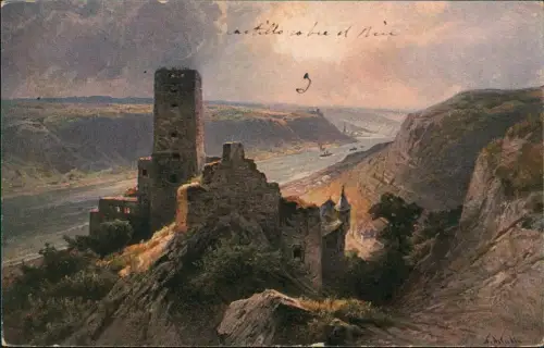 Ansichtskarte Kaub Burg Gutenfels ca 1916
