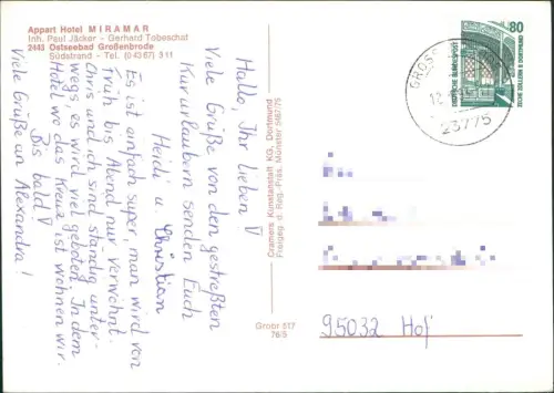 Großenbrode Luftbild mit Appart Hotel Miramar, Ostseebad Strand 1993