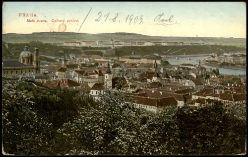 Postcard Prag Praha Panorama-Ansicht Malá strana Celkový pohled 1909