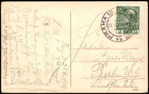 Postcard Prag Praha Panorama-Ansicht Malá strana Celkový pohled 1909