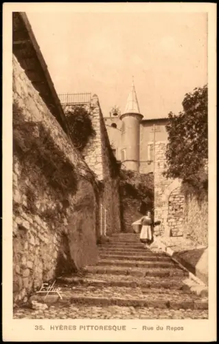 CPA Hyères-les-Palmiers Rue du Repos, Ortsansicht 1920