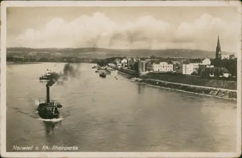 Ansichtskarte Neuwied (Rhein) Stadt Rheinpartie und Dampfer 1936