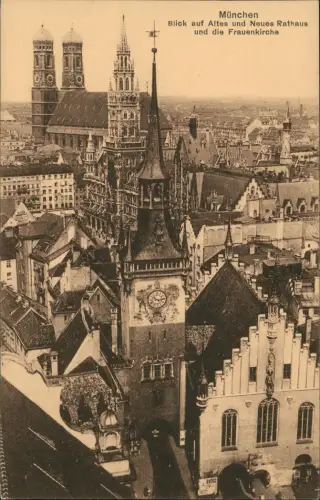 München Blick auf Altes und Neues Rathausund die Frauenkirche 1917