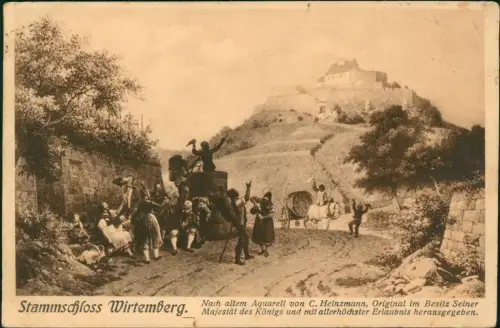 Ansichtskarte Rotenberg-Stuttgart Künstlerkarte Schloß Wirtemberg 1911