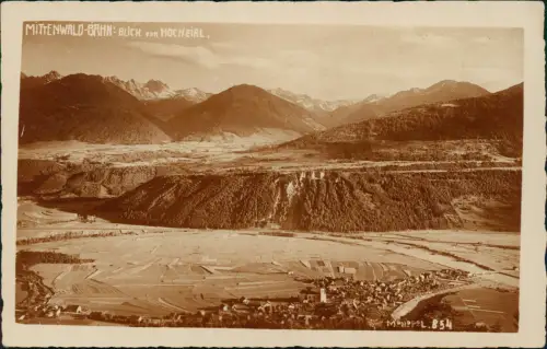 Ansichtskarte Mittenwald Mittenwaldbahn Blick von Hochzirl Fotokarte 1929