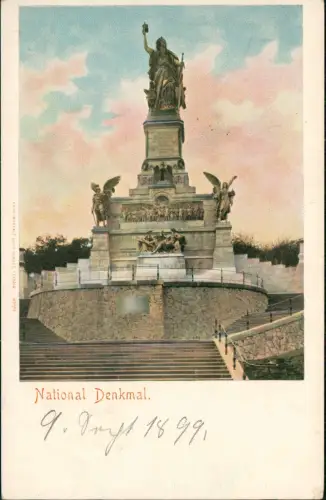 Ansichtskarte Rüdesheim (Rhein) National-Denkmal / Niederwalddenkmal 1899