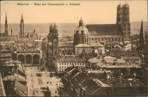 Ansichtskarte München Blick auf Odeonsplatz u. Altstadt 1914