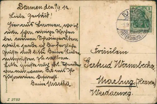 Ansichtskarte Barmen-Wuppertal Partie an der Ruhmeshalle 1912