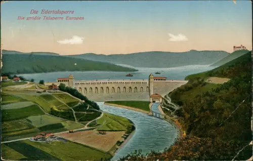 Ansichtskarte Waldeck (am Edersee) Edertalsperre Künstlerkarte 1917