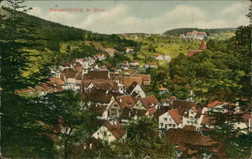 Ansichtskarte Neuenbürg im Schwarzwald Stadtpartie 1912