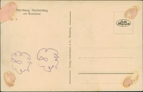 Ansichtskarte Nürnberg Henkersteg mit Weinstadel 1930