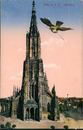 Ansichtskarte Ulm a. d. Donau Partie am Ulmer Münster 1914