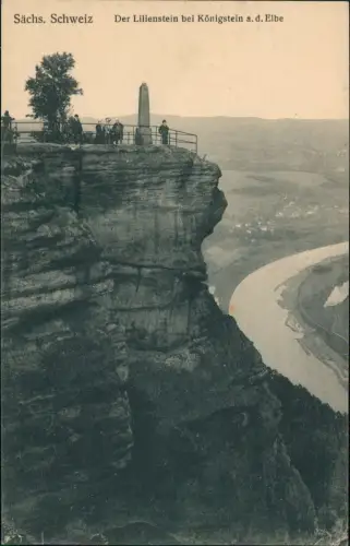 Ansichtskarte Porschdorf-Bad Schandau Lilienstein Besucher 1915