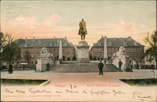 Ansichtskarte Stuttgart Partie am Kaiser Wilhelm-Denkmal. 1904