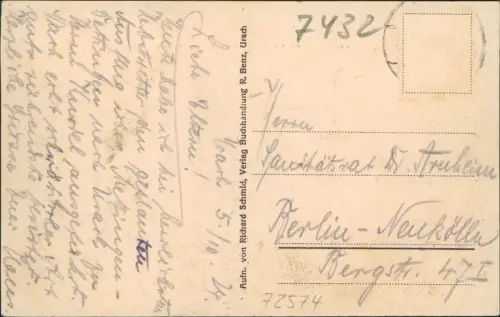 Ansichtskarte Bad Urach Stadtpartie 1924