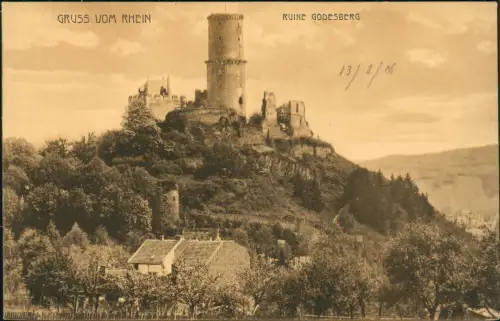Ansichtskarte Bad Godesberg-Bonn GRUSS VOM RHEIN RUINE GODESBERG 1906