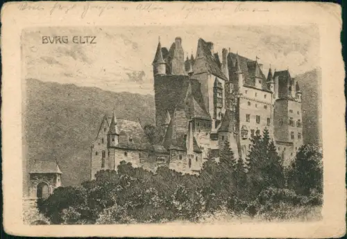 Ansichtskarte Wierschem Burg Eltz (Künstlerkarte, Zeichnung) 1924