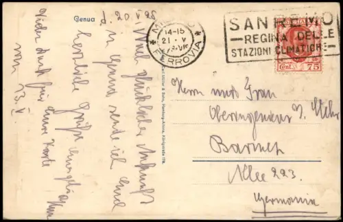 Cartolina Genua Genova (Zena) Stadtpartie am Hafen 1925