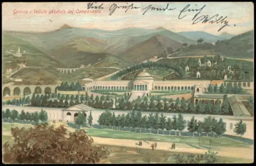 Cartolina Genua Genova (Zena) Vedute generale del Camposanto 1904