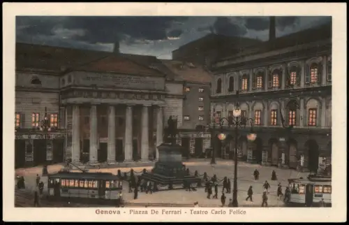 Genua Genova (Zena) Piazza De Ferrari Teatro Carlo Felice b. Nacht 1928