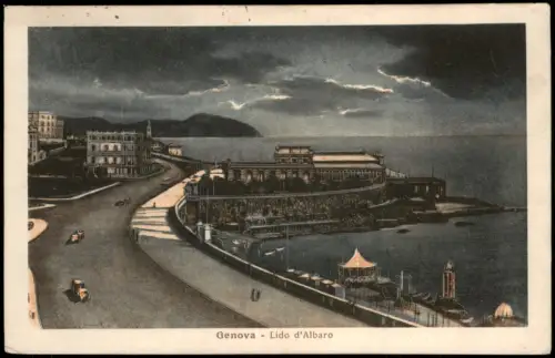 Cartolina Genua Genova (Zena) Lido d'Albaro b. Mondschein 1925