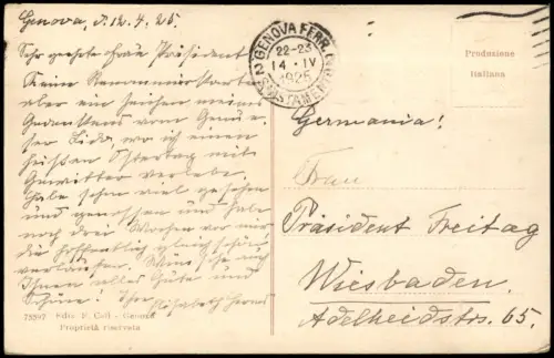 Cartolina Genua Genova (Zena) Lido d'Albaro b. Mondschein 1925