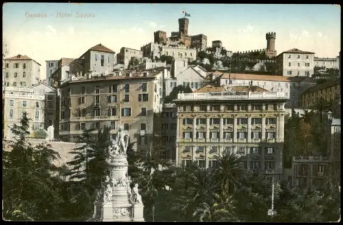 Cartolina Genua Genova (Zena) Hotel Savoia 1913