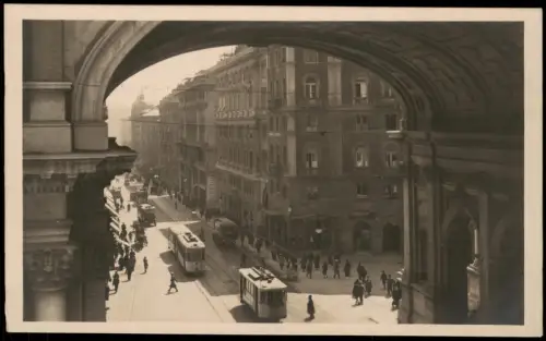 Cartolina Genua Genova (Zena) Ponte Monumentale e Via XX Settembre. 1930